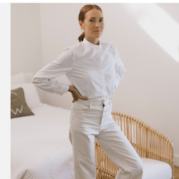 Jenni Kayne Tops - Jenni Kayne - Cotton Button Down Shirt - Collarless - White Size S- Pristine